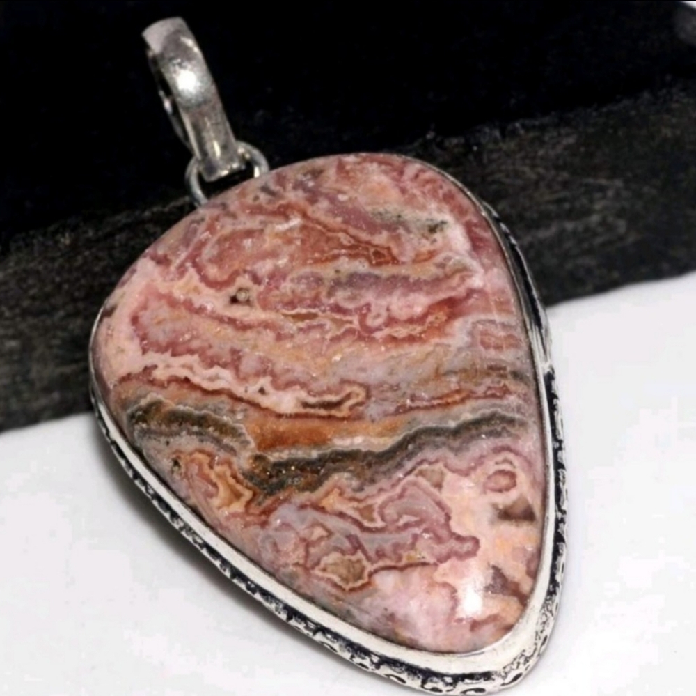 Rhodochrosite Gemstone 925 Sterling Silver Handmade Pendant Necklace